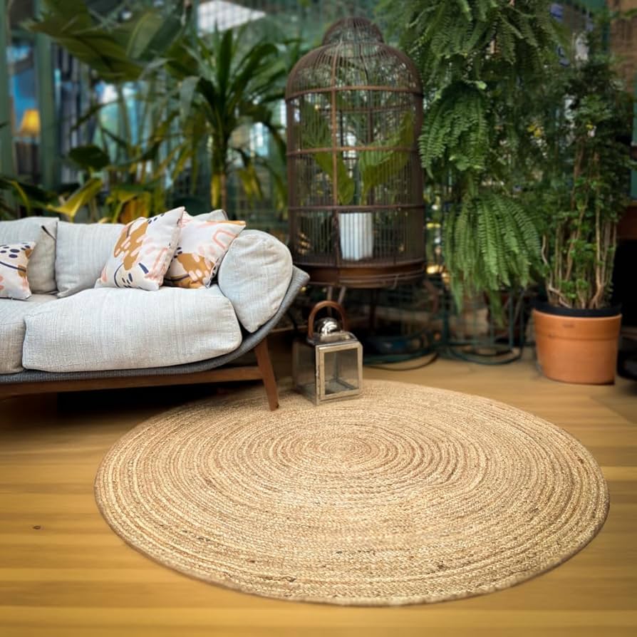 Aconchego Natural: Tapete de Juta para Sala Minimalista - detalhe