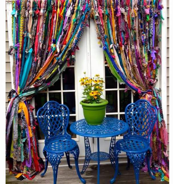 Cortinas Criativas Feitas com Tecidos Reaproveitados - detalhe