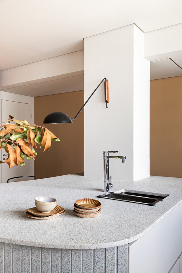 Ilha em Formato Orgânico com Superfície Curva: Design Inovador e Elegante - inspiração