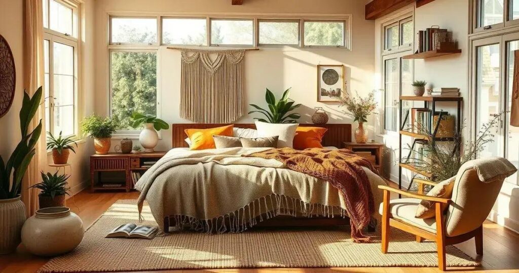 Quarto Boho com Dossel e Têxteis Naturais: Um Refúgio dos Sonhos - detalhe