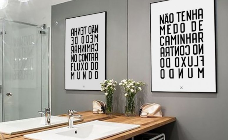 Banheiro Simples com Quadros e Frases Inspiradoras - detalhe