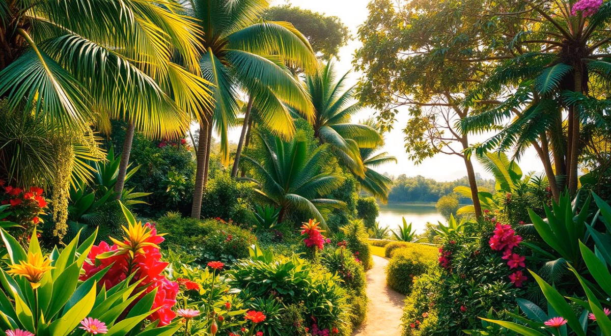 Jardim Tropical com Cores Vibrantes: A alegria das flores tropicais - inspiração