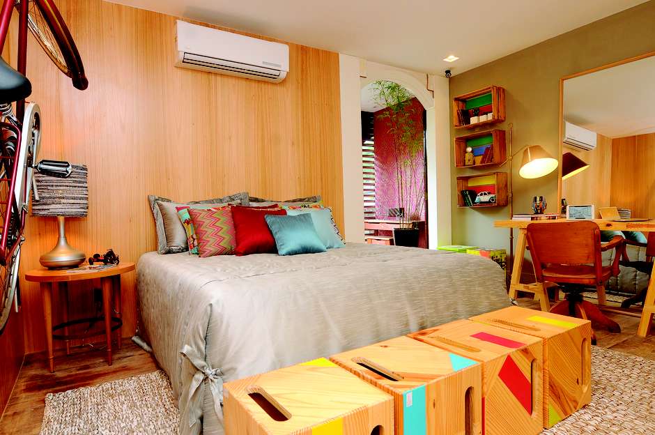 Quarto de Casal Sustentável com Móveis de Demolição - ideia