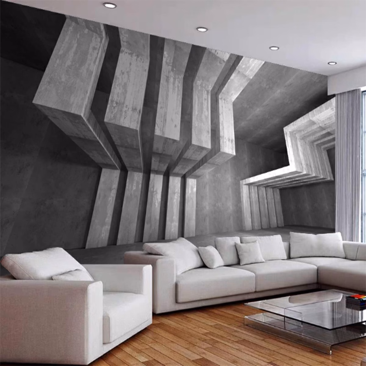 Toque Industrial Chic: Cimento Queimado 3D para um Visual Moderno - ideia