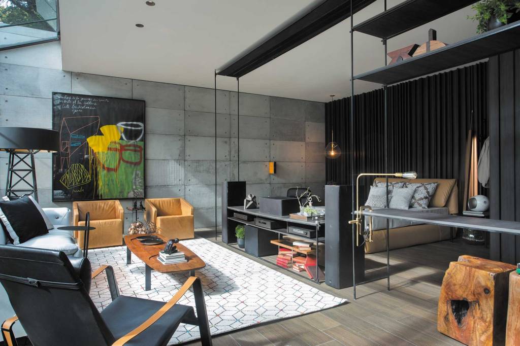 Concreto e Vidro: A Sala de Estar Moderna com Estilo Industrial Chic - detalhe