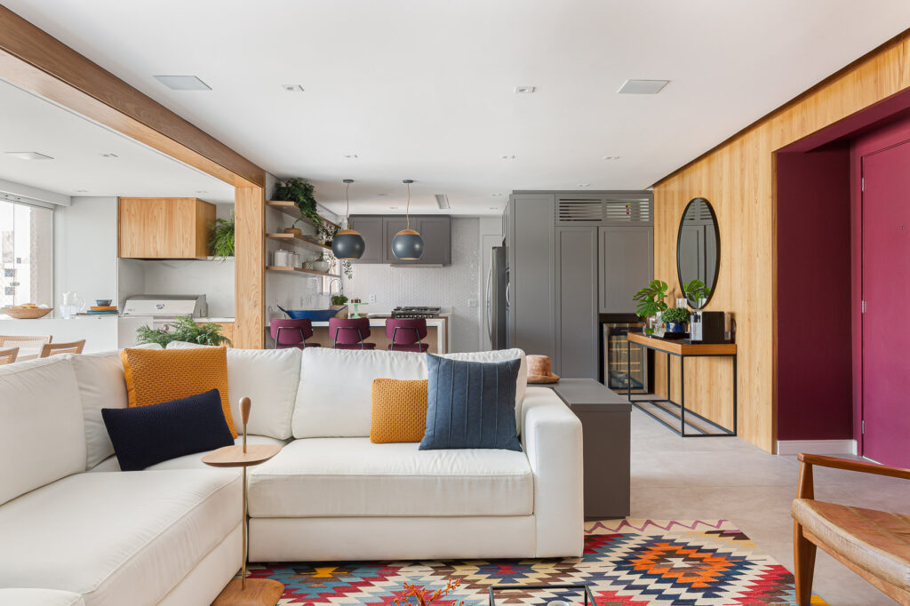 Sala de Jantar Funcional com Bancos e Nichos - ideia