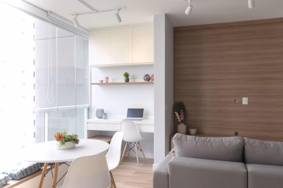 Sala Multifuncional com Espaço para Home Office Integrado - detalhe