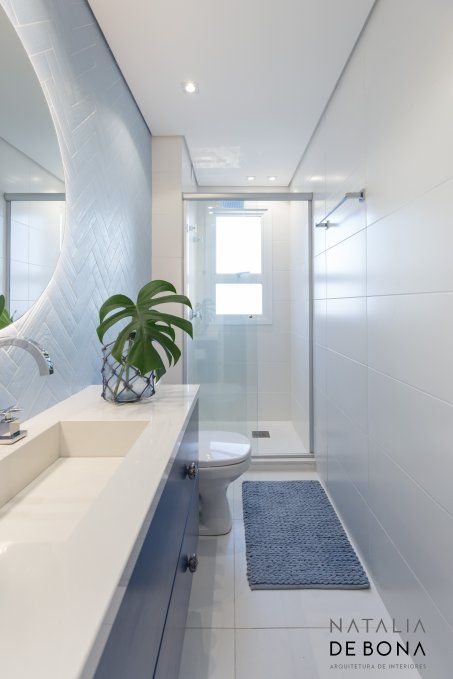 Banheiro Clean com Detalhes em Azul - detalhe