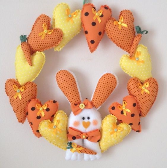 Decoração de Páscoa com Apliques de Feltro e Formas Divertidas - ideia