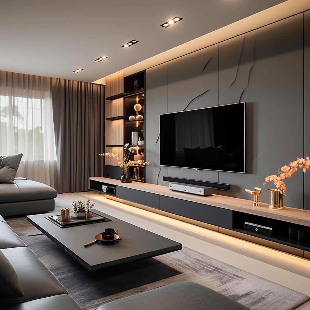 Tecnologia e Design: Sala de TV com Iluminação Inteligente e Automação Residencial - inspiração