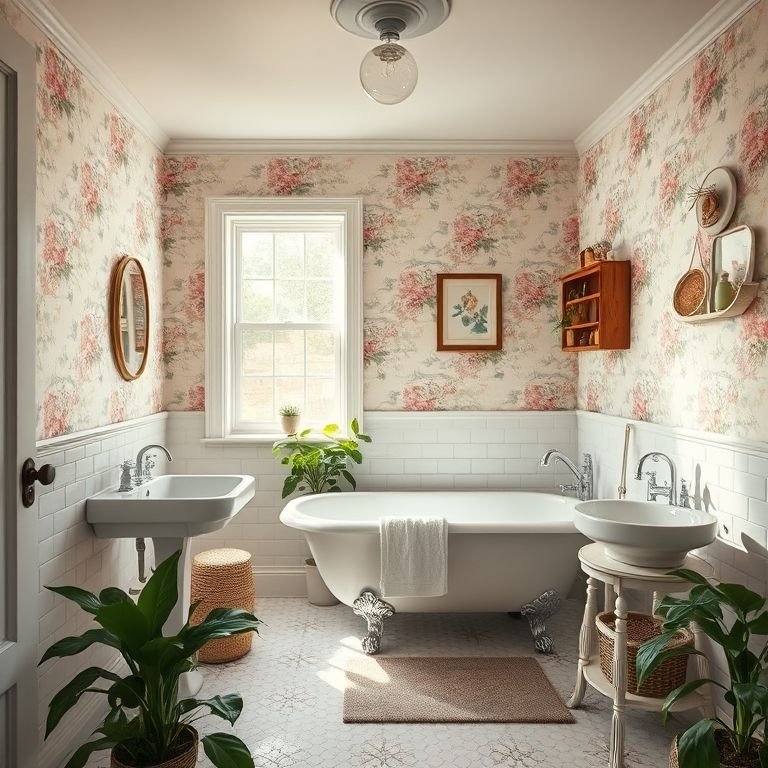 Banheiro Vintage: Banheira de Imersão e Espelho com Moldura - detalhe