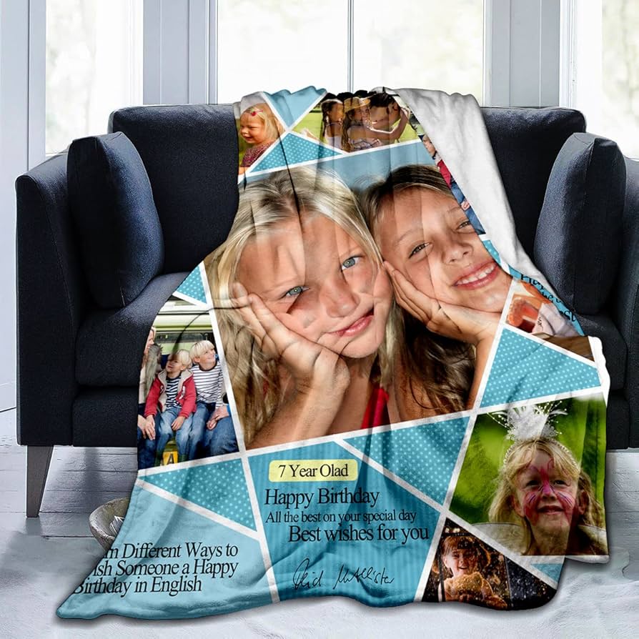 Manta Personalizada com Fotos para um Sofá Único - inspiração