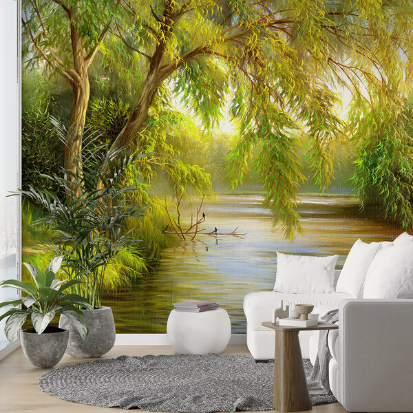 Natureza Dentro de Casa: Papel de Parede com Folhagens e Elementos Naturais - detalhe