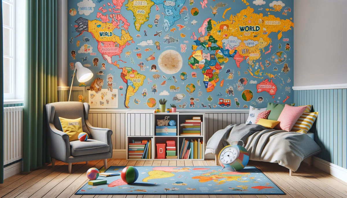 Quarto com Escrivaninha e Mapa Mundi para Inspirar - ideia