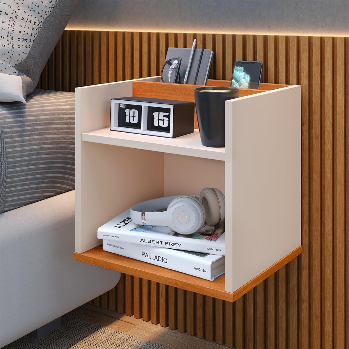 Cabeceira Suspensa com Nichos: Prática e Decorativa - inspiração