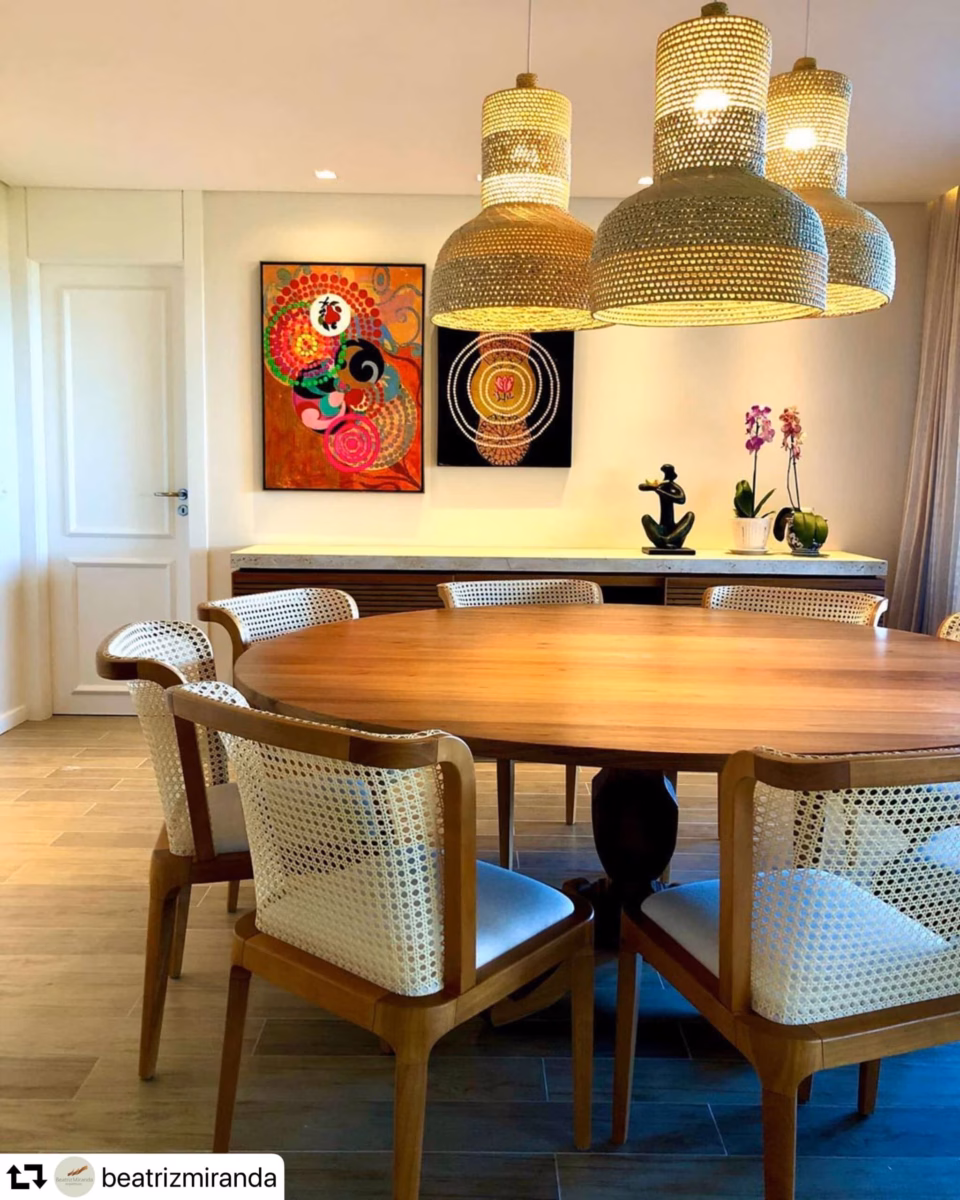 Boho Chic à Mesa: Cores Vibrantes, Texturas e Artesanato na Sala de Jantar - detalhe