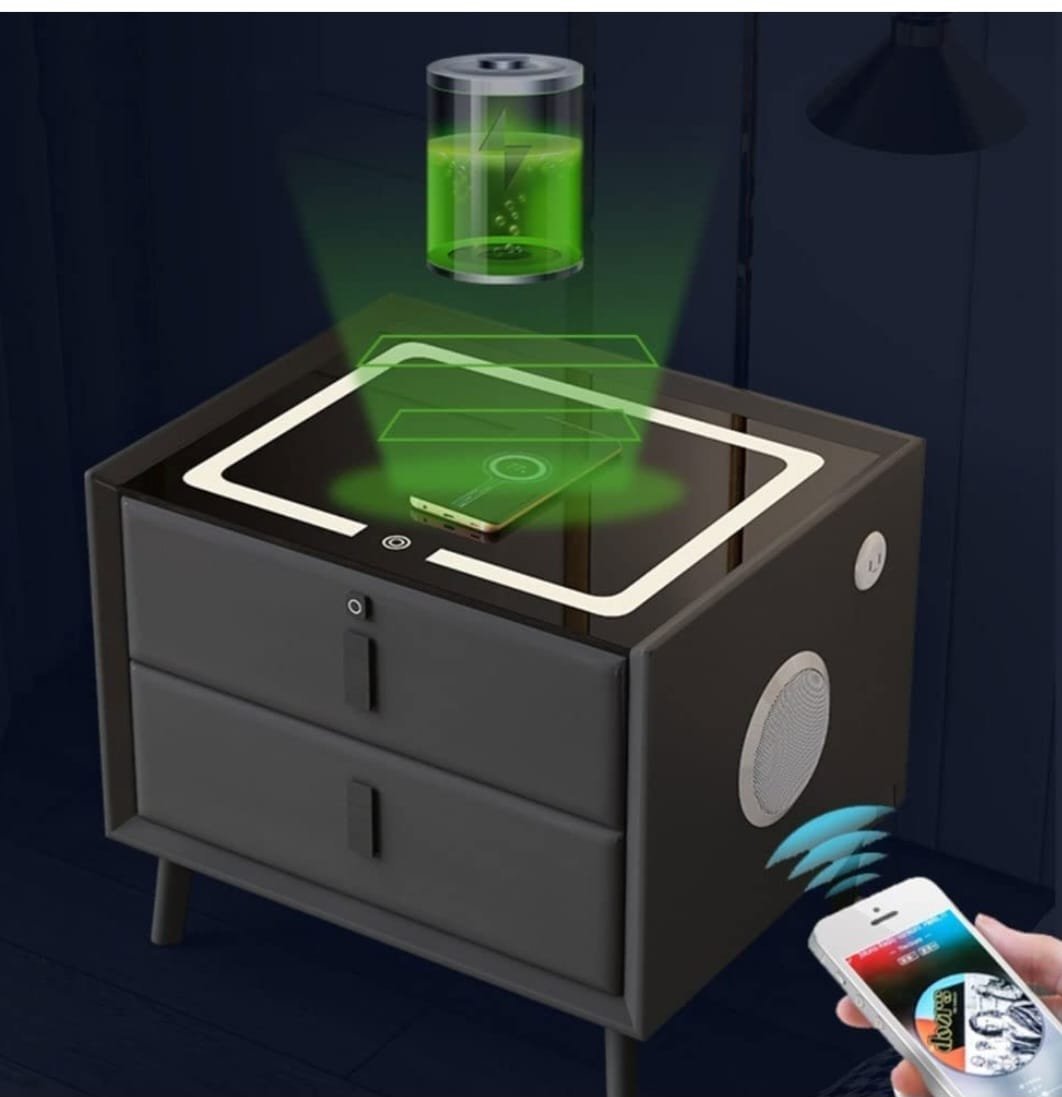 Mesa de Cabeceira Multifuncional com Carregador Embutido: Praticidade Tecnológica - detalhe