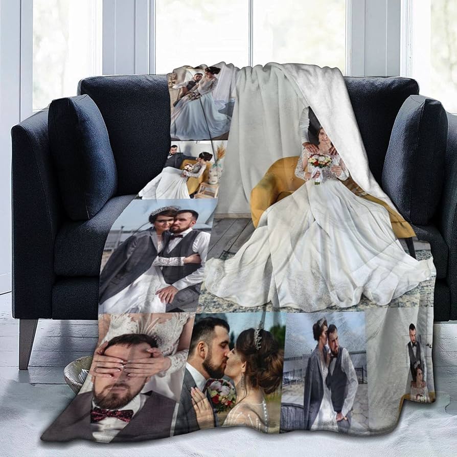 Manta Personalizada com Fotos para um Sofá Único - detalhe