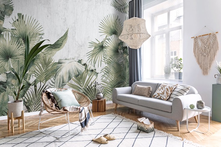 Natureza Dentro de Casa: Papel de Parede com Folhagens e Elementos Naturais - ideia