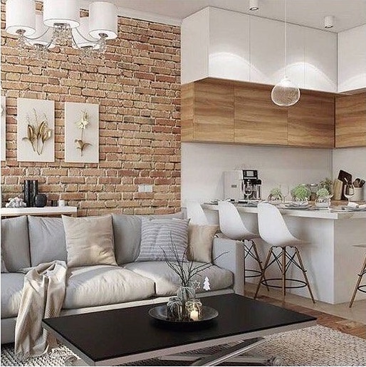 Tijolinho como Detalhe em Ambientes Integrados - ideia