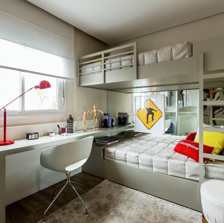 Quarto com Escrivaninha Dobrável para Espaços Mini - inspiração