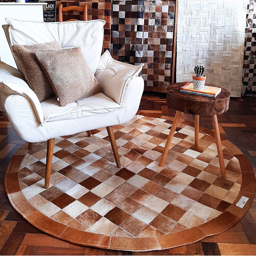 Tapete Redondo de Couro: Elegância e Sofisticação Atemporal - detalhe