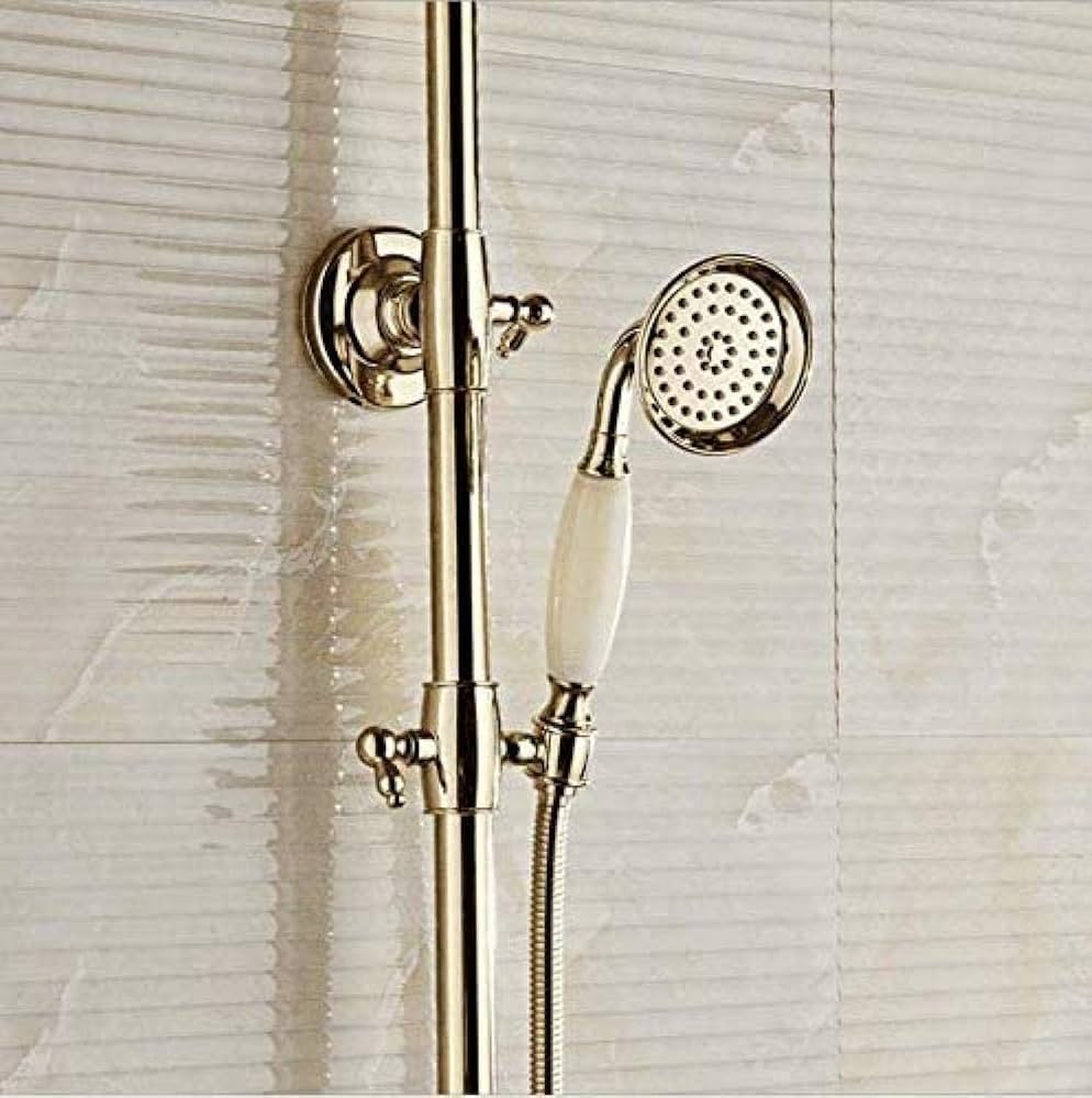 Chuveiro Vintage com Detalhes em Dourado: Um Toque de Luxo e Glamour - detalhe