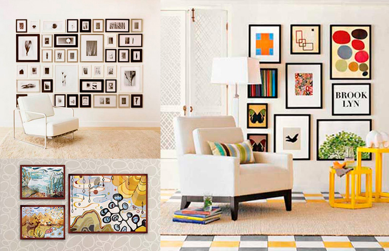 Quadros e Espelhos Misturados: Amplie o Espaço e Adicione Elegância - ideia