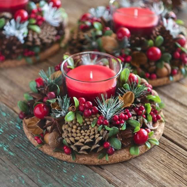 Velas Decoradas com Canela e Frutas Secas: Um Aroma Festivo e Aconchegante! - detalhe