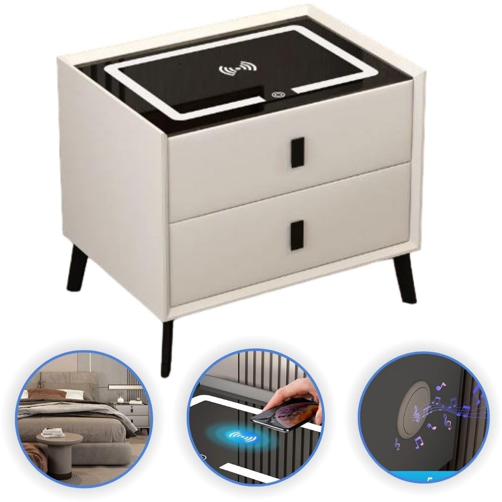 Mesa de Cabeceira Multifuncional com Carregador Embutido: Praticidade Tecnológica - ideia