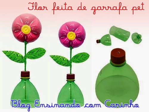 Flores em Garrafas PET Recicladas e Decoradas: Sustentabilidade e Criatividade no Jardim - ideia