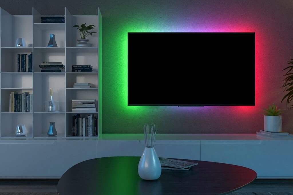 Luz e Sombra: Decoração de Sala Pequena com Fitas de LED Criativas - detalhe