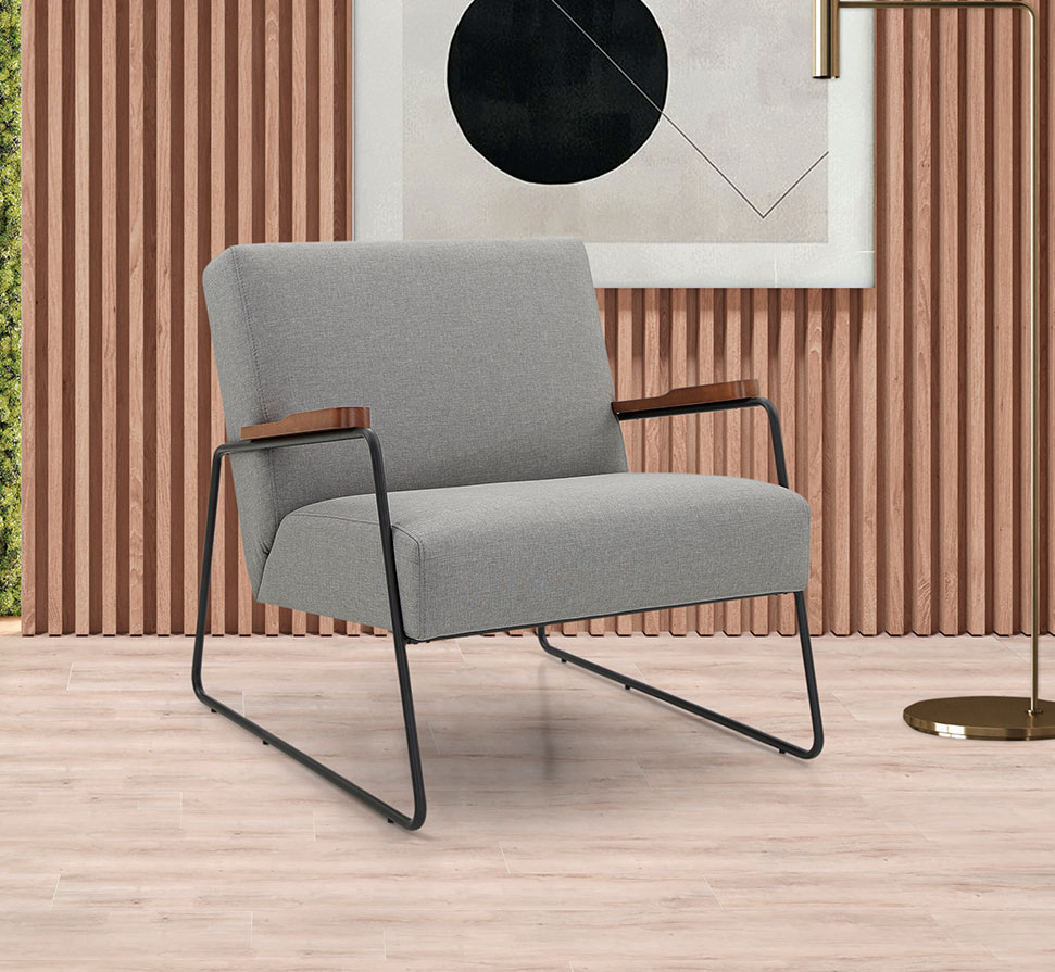 Poltrona Minimalista com Detalhes em Metal: Simplicidade e Sofisticação em Harmonia - detalhe