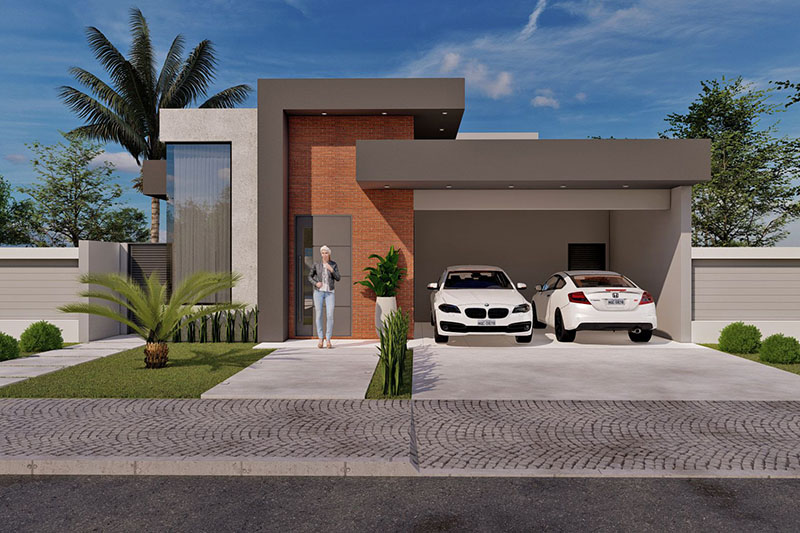 Fachada Imponente com Tijolinho: Durabilidade e Estilo - inspiração