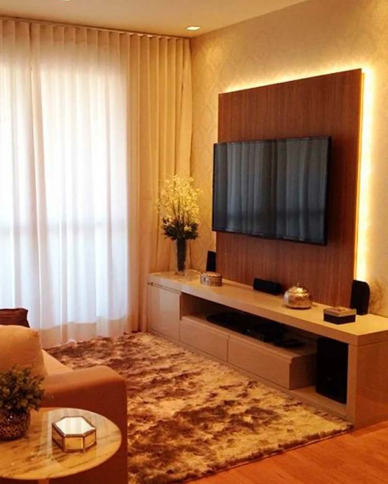 Luz e Sombra: Decoração de Sala Pequena com Fitas de LED Criativas - ideia