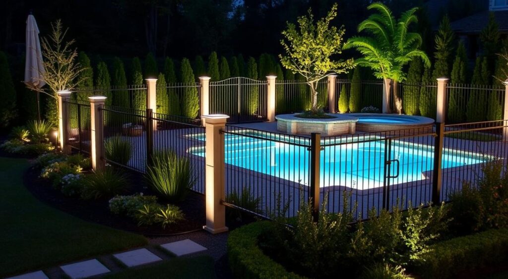 Fonte Integrada à Piscina com Iluminação Noturna - detalhe