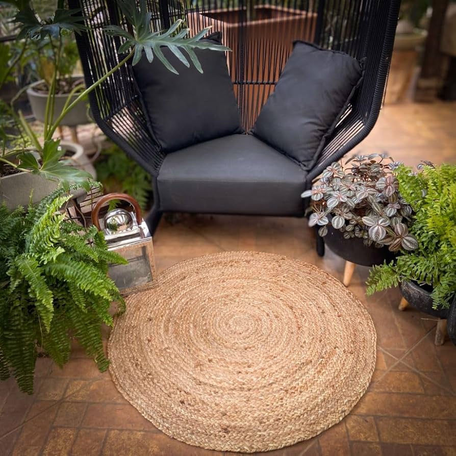 Tapete Redondo em Juta: Charme Rústico para sua Sala - inspiração