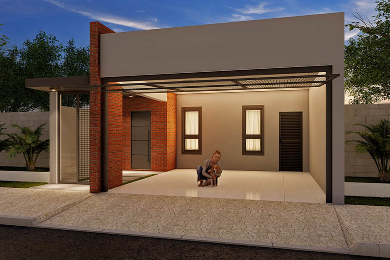 Fachada Imponente com Tijolinho: Durabilidade e Estilo - ideia