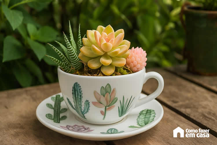 Vasos Vintage em Xícaras e Bules: Nostalgia e Delicadeza - detalhe