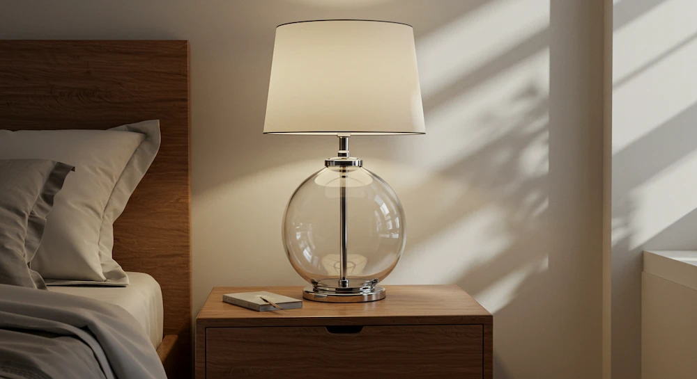 Abajur Minimalista com Cúpula Geométrica: Modernidade e Elegância - ideia