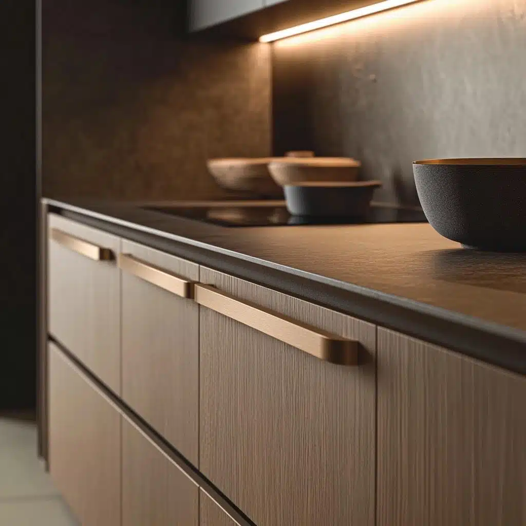 Armário de Cozinha Planejado com Puxadores Cava: Design Minimalista e Clean - ideia