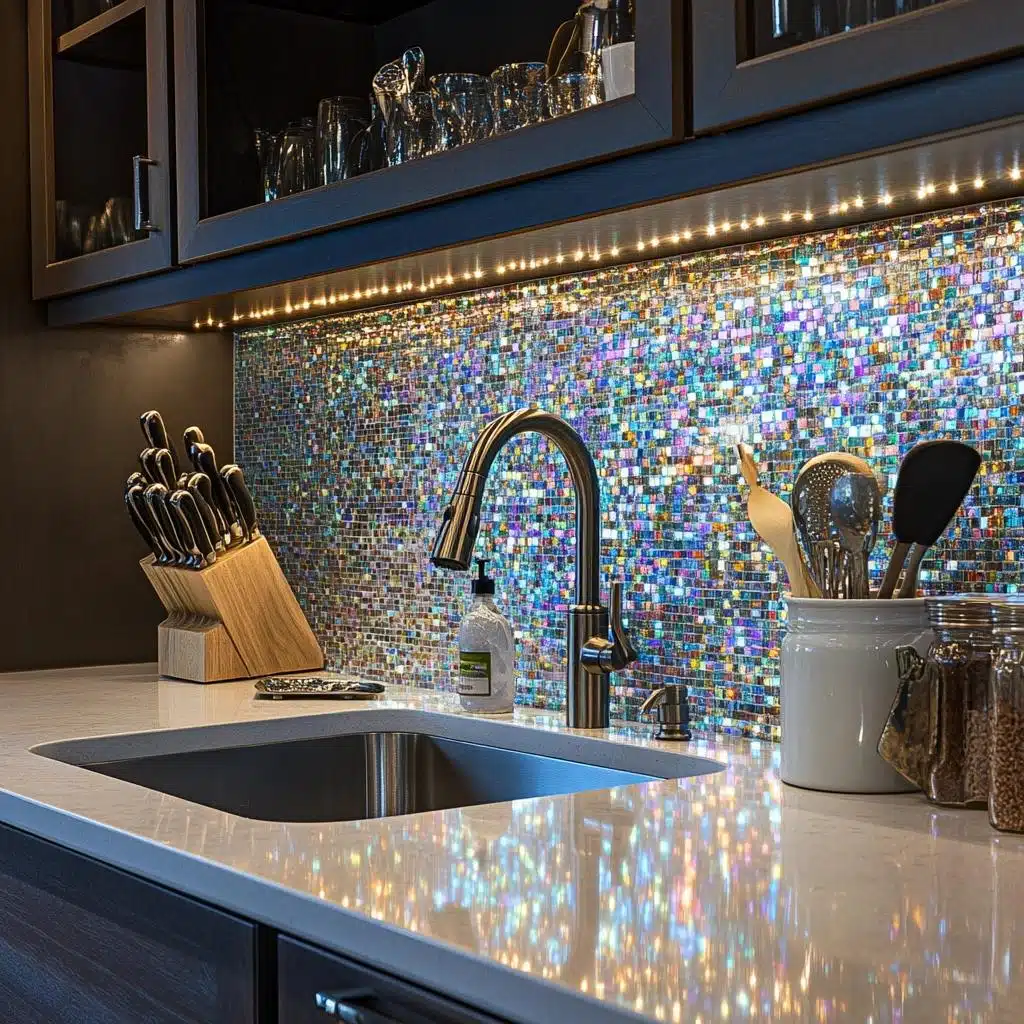 Bancada de Cozinha Colorida com Revestimento de Pastilhas: Alegria e Personalidade - ideia