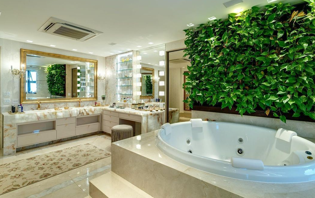 Banheira com Detalhes em Cobre: Um Toque de Sofisticação Vintage - ideia