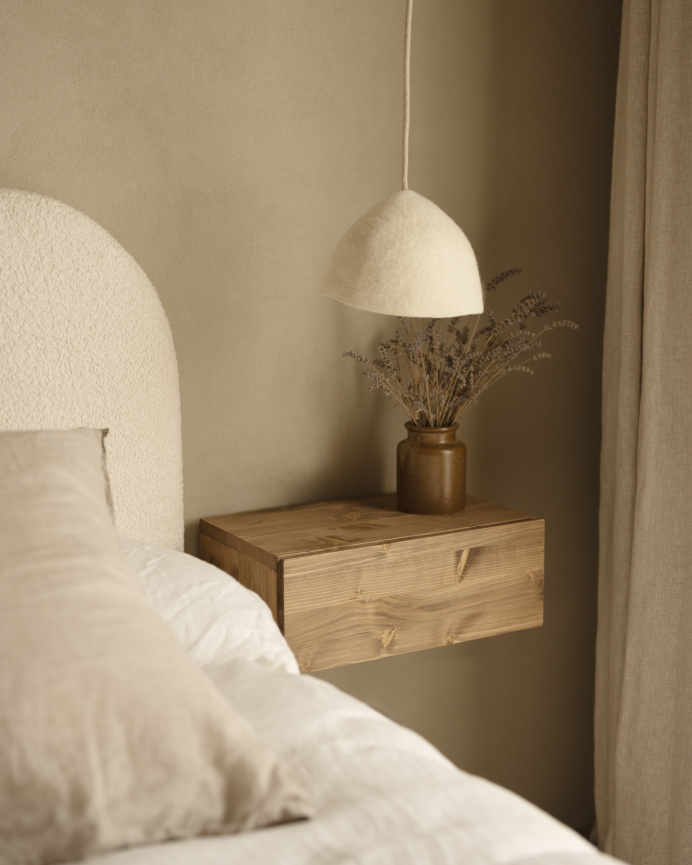 Cabeceira Minimalista Flutuante de Madeira - ideia