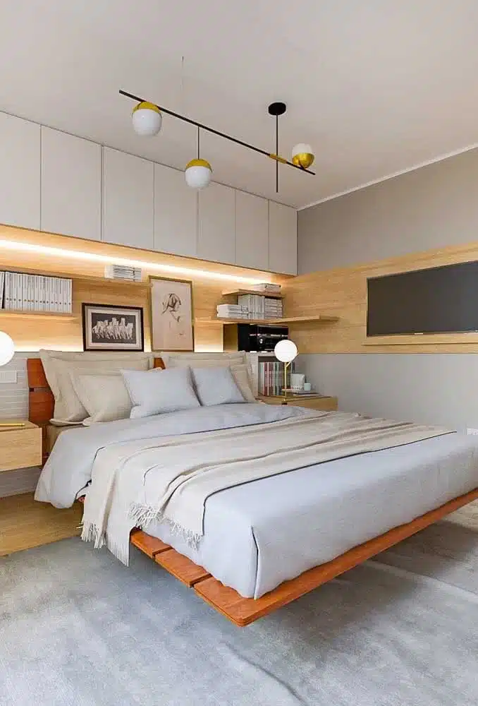 Cama Suspensa com Iluminação LED: Atmosfera Moderna e Aconchegante - ideia