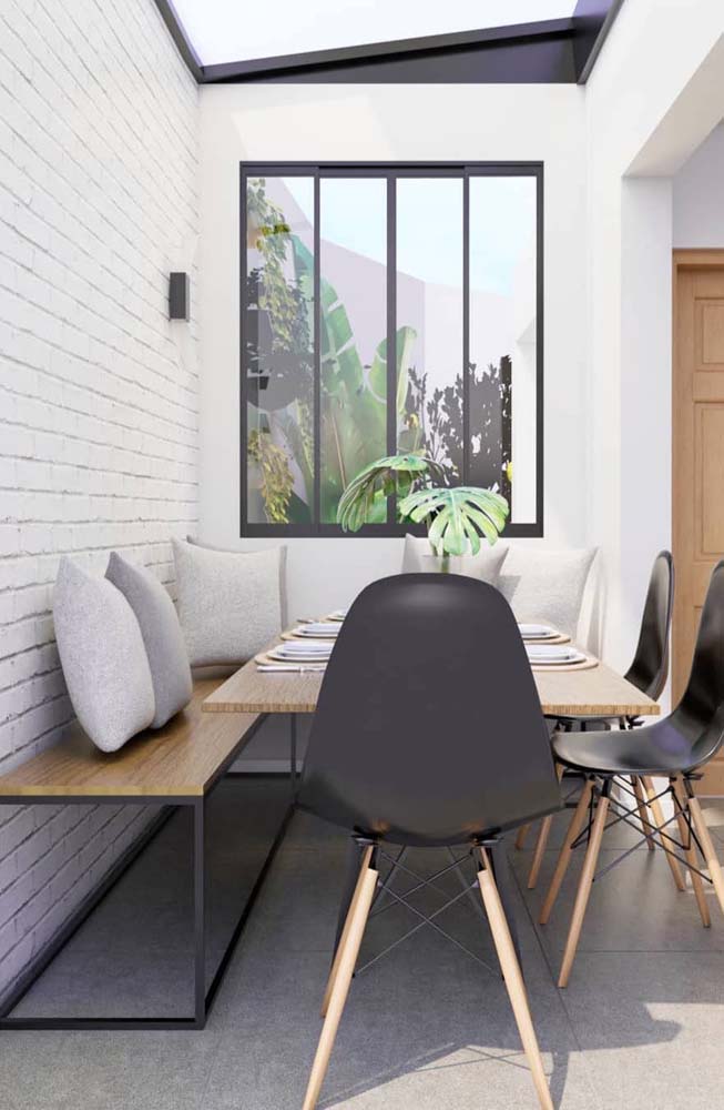 Canto Alemão Planejado com Estilo Industrial e Detalhes em Metalon - ideia