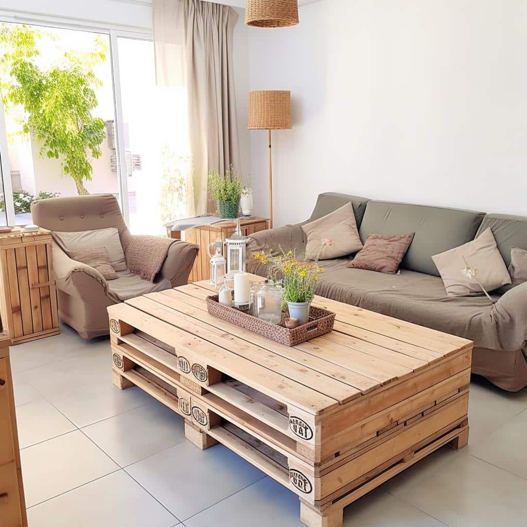 Sala de Estar Aconchegante com Pallets - ideia