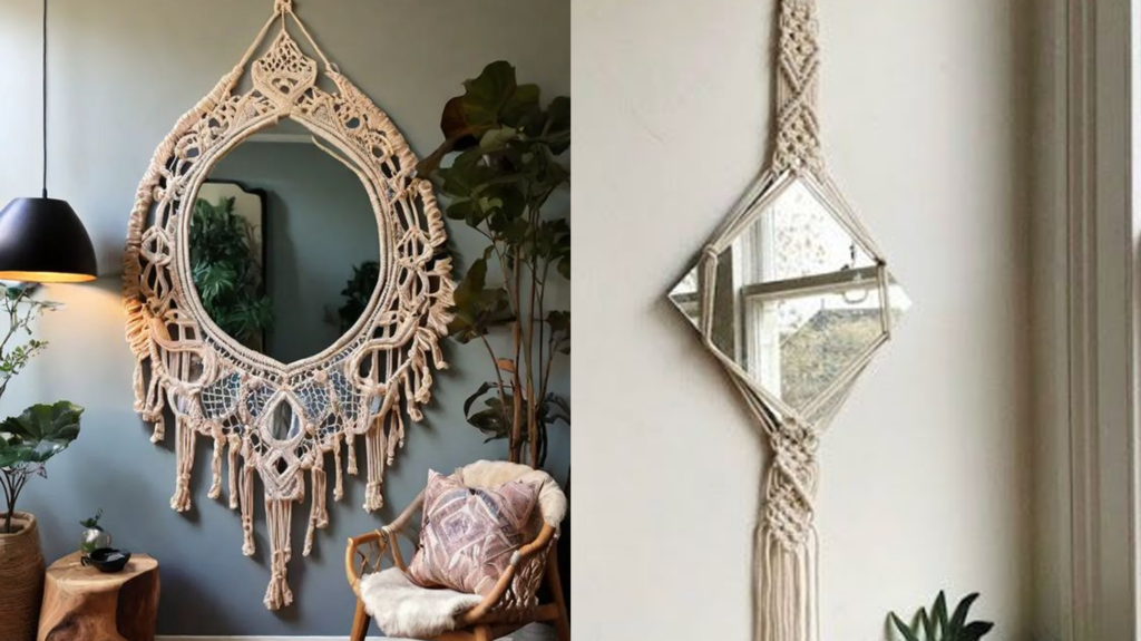 Espelho com Macramê: Toque Boho e Aconchegante Para Seu Cantinho - ideia