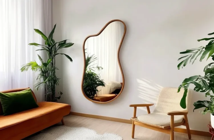 Espelho em Formato Orgânico: A Natureza Entrando em Seu Lar - ideia