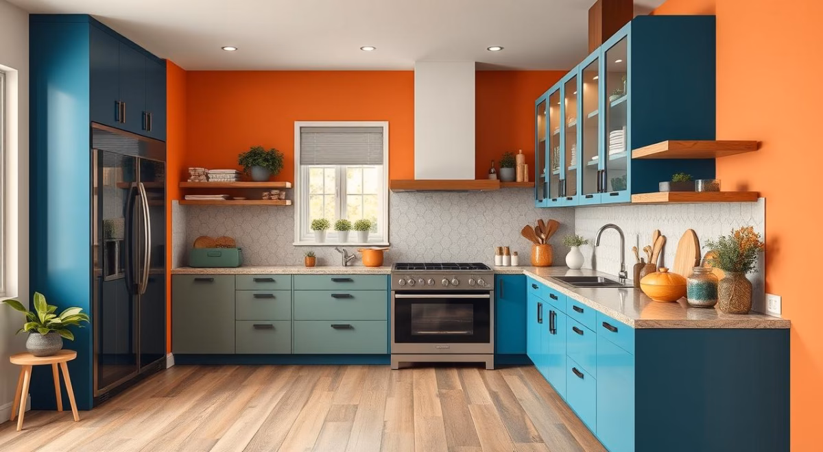 Cozinha Vibrante com Azulejos Coloridos Artesanais - ideia